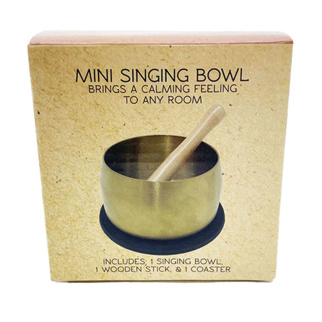 Mini Calming Singing Bowl with Wooden Stick, 3.5" Borosilicate Glass, Front View