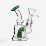 PILOT DIARY Mini Dab Rig - 4" Green Banger Hanger with Borosilicate Glass - Front View