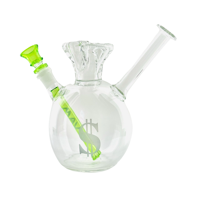 MAV PRO Mini Money Bag Bong with Green Accents - Front View on White Background