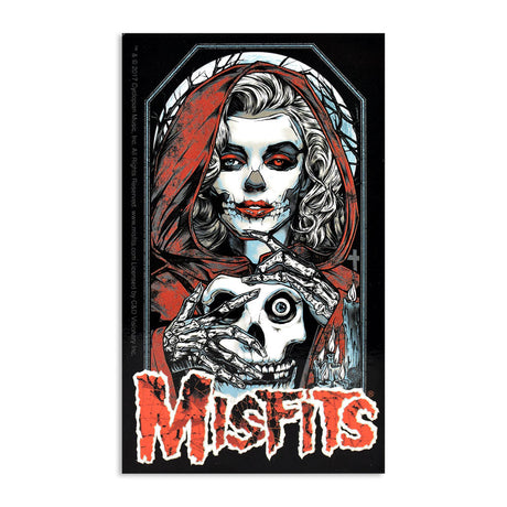 Misfits Sticker featuring Skeleton Woman design, medium size, made in USA, front view