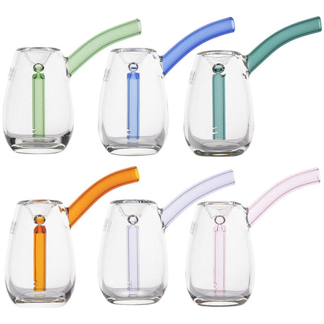 Assortment of MJ Arsenal Bulb Mini Bubblers, 3.5", in various colors, made from borosilicate glass, front view