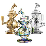 MJ Arsenal Mini Jig Mini Rig trio in clear and iridescent colors with recycler design, front view