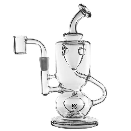 MJ Arsenal Titan Mini Rig, 7.5" tall, 10mm female joint, clear borosilicate glass with recycler design, front view