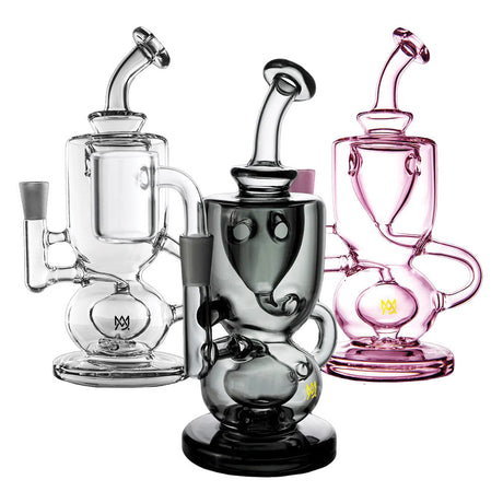MJ Arsenal Titan Mini Rig Trio in Clear, Smoke, and Pink Borosilicate Glass with Recycler Design