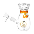 Clear 5" Money Bag Glass Bubbler with 14mm Female Joint and Orange Accents