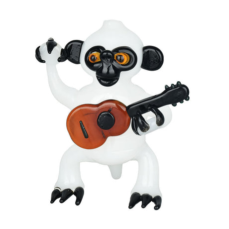 Borosilicate Glass Monkey with Guitar Hand Pipe - Front View on White Background