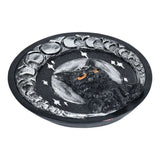 Moon Cat Polyresin Round Incense Burner | 5"