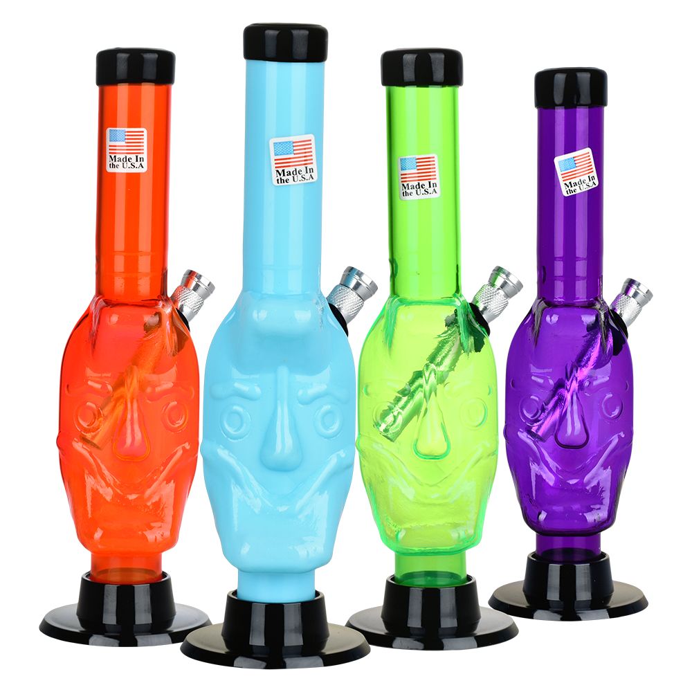 Moon Face Acrylic Water Pipe | 8" | Colors Vary