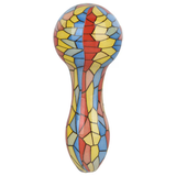 Mosaic Colorful Print Glass Spoon Pipe | 3.75" | Colors Vary