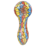 Mosaic Colorful Print Glass Spoon Pipe | 3.75" | Colors Vary