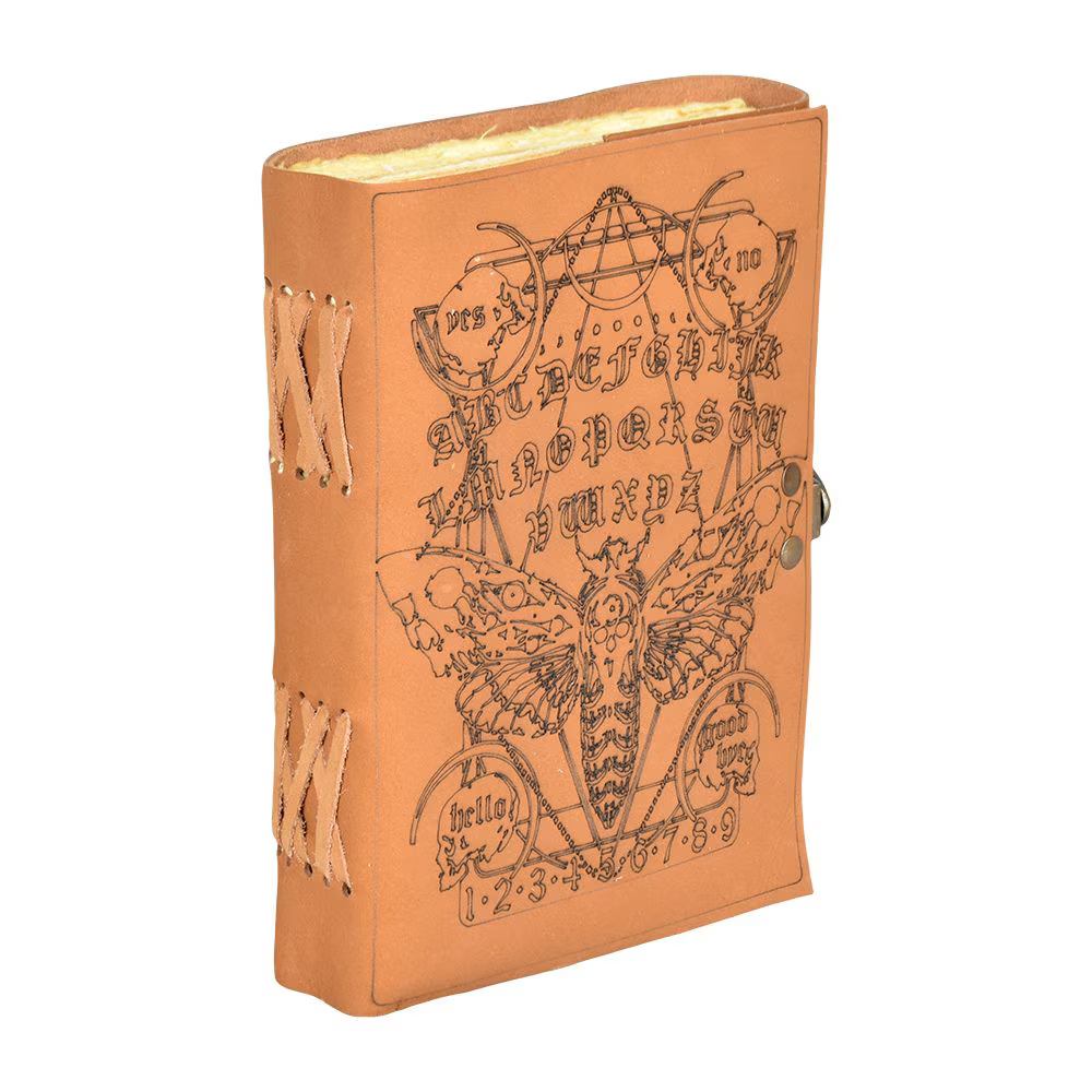 Moth Ouija Board Print Leather Journal | 5"x7"