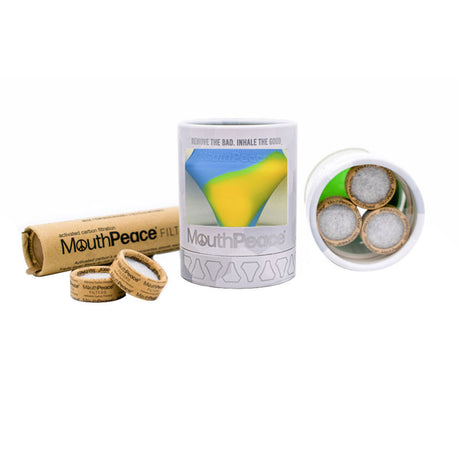Mouthpeace Starter Kit Display with Silicone Filters, Front View on White Background