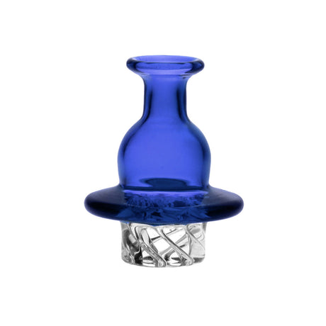 Blue Multi Airflow Vortex Carb Cap made of Borosilicate Glass, front view on white background