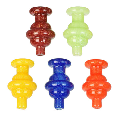 Assorted Multi Tiered Colored Carb Caps made of Thick Borosilicate Glass, Top View