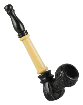 Multi Wood Carved Sherlock Pipe, 5.5" Length, Angled Side View, For Dry Herbs