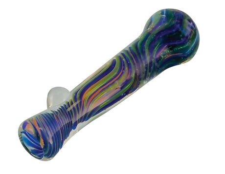 Multicolor Borosilicate Glass Chillum Taster Pipe, 4" Length, Angled Side View