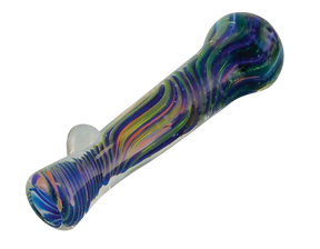 Multicolor Borosilicate Glass Chillum Taster Pipe, 4" Length, Angled Side View