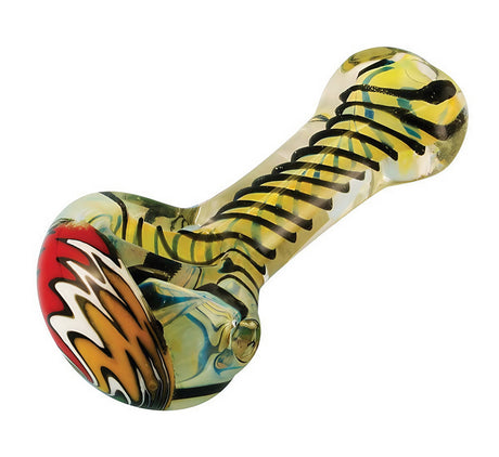 Colorful 3.5" Borosilicate Glass Spoon Pipe with Twisted Design - Side View
