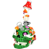 Mushroom Garden Sugar Skull Glow Glass Water Pipe | 10" | 19mm F