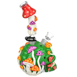 Mushroom Garden Sugar Skull Glow Glass Water Pipe | 10" | 19mm F