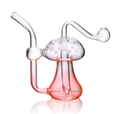 1Stop Glass 5 inch Mushroom Hand Pipe in Pink, Borosilicate Glass, Front View for Dry Herbs