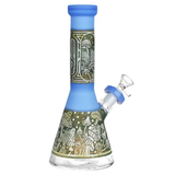 Mushroom Melange Etched Glass Beaker Water Pipe | 9" | 14mm F | Colors Vary