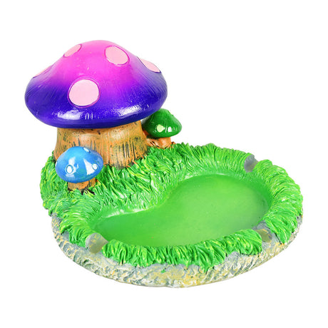 Colorful Mushroom Polyresin Stashtray with 5.5" height, ideal for rolling accessories