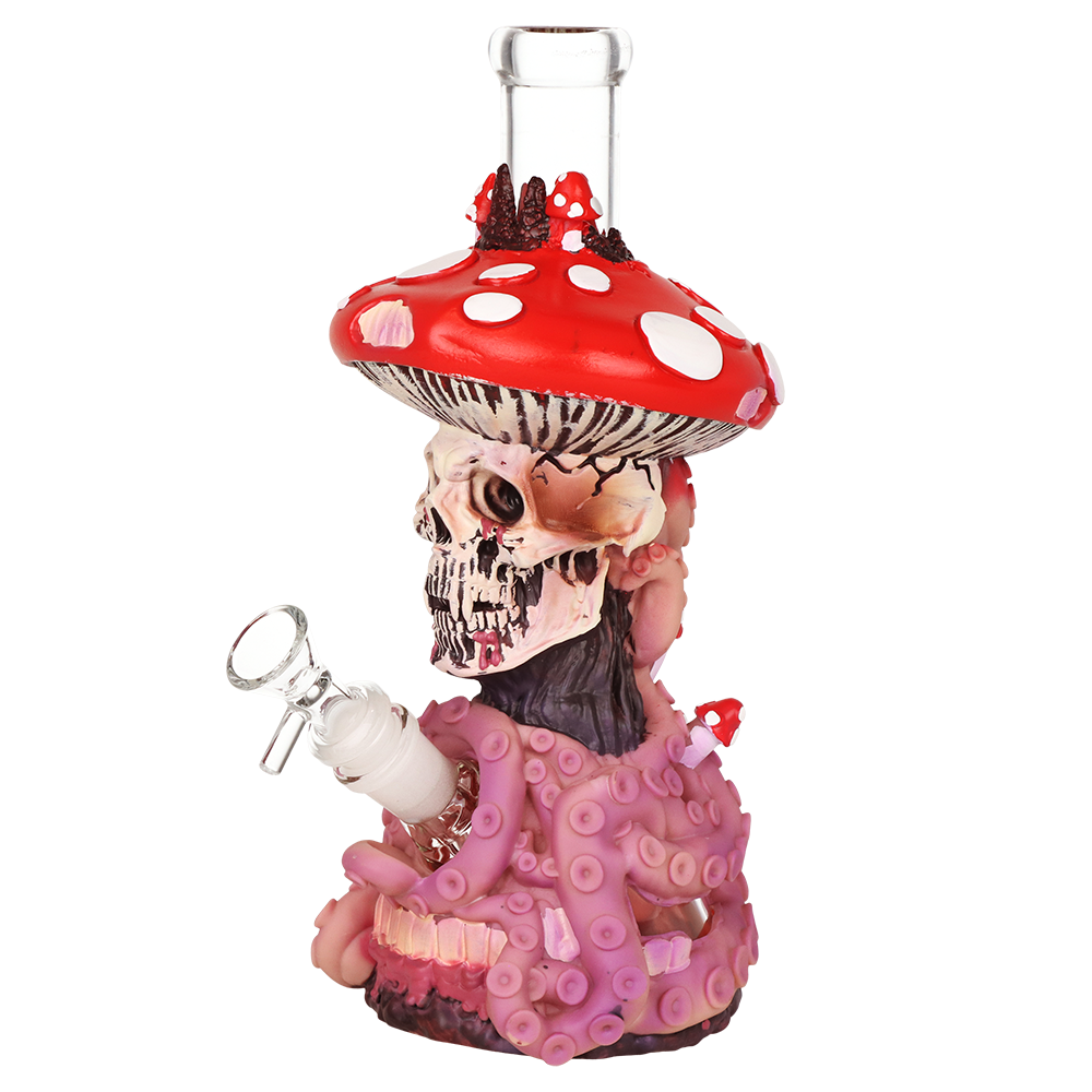 Mushroom Skull Tentacle Glass & Vinyl Water Pipe | 10.5" | 14mm F