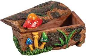 Polyresin Mushroom Themed Stash Box, Medium Size, for Dry Herbs - Angled View