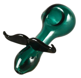 Borosilicate glass spoon pipe with mustache design, 4.25" size, for dry herbs, assorted colors