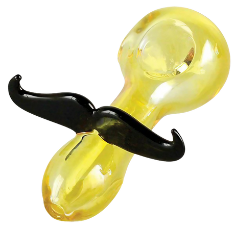 Borosilicate glass mustache spoon pipe for dry herbs, 4.25" size, in assorted colors, front view