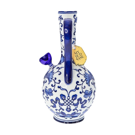 My Bud Vase "Double Happiness" Bong in blue and white ceramic with intricate design