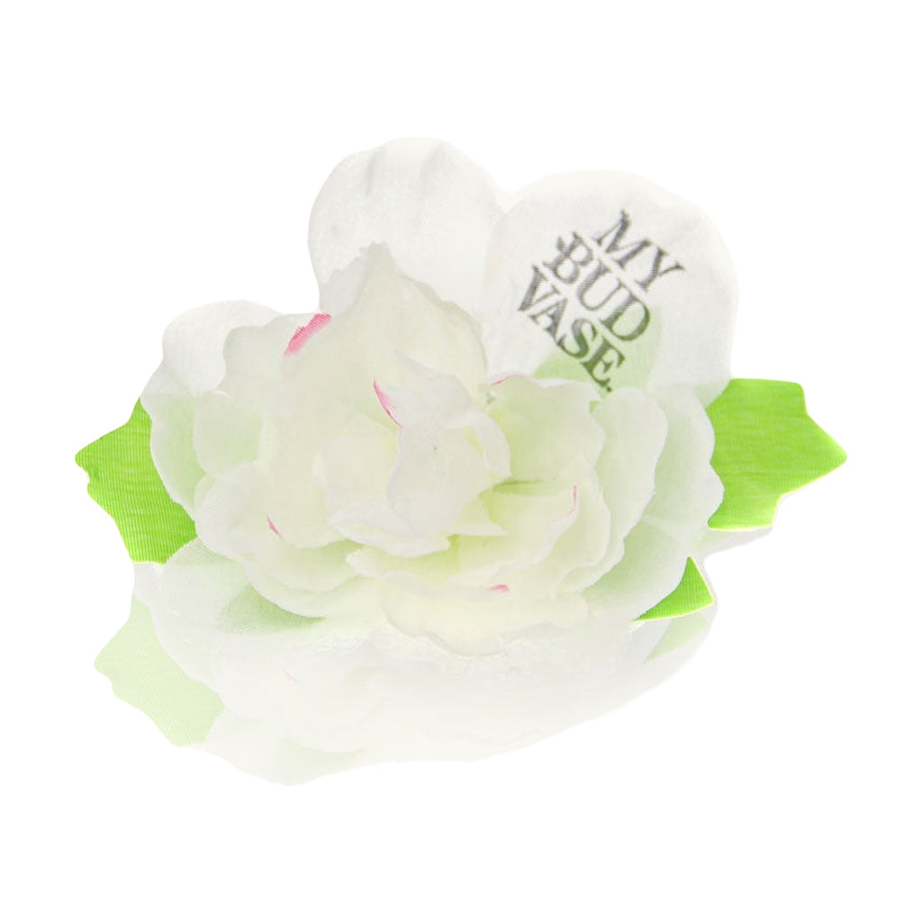 My Bud Vase Flower Poker, elegant white floral dab tool with green accents, front view on white background