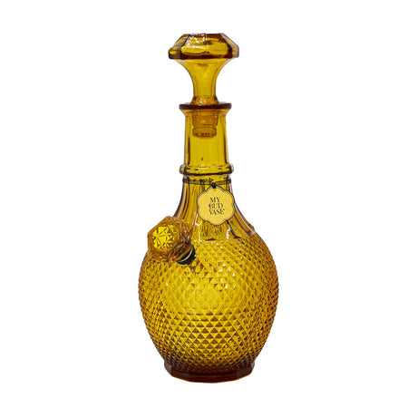 My Bud Vase "Jewel" Bong in Topaz - 12.5" Tall Honeycomb Design with Front View