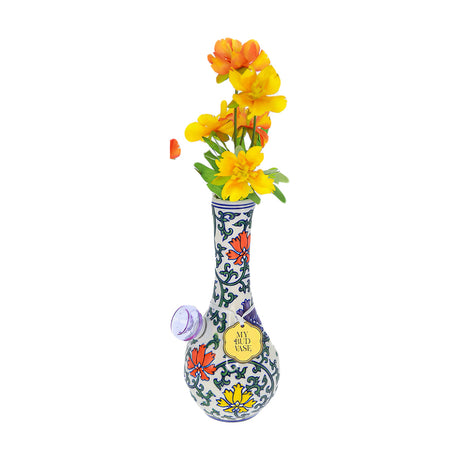My Bud Vase "Lotus" - Elegant Floral Bong with Deep Bowl - Front View with Flowers