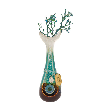 My Bud Vase "Mermaid" Bong - Ceramic with Seaweed Design - Front View