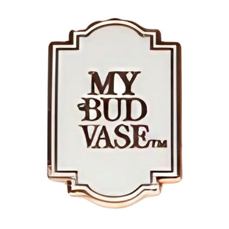 My Bud Vase Pin, elegant 1" pin with brand logo, perfect for apparel customization