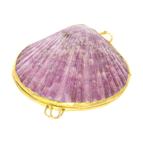 My Bud Vase Purple Stash Shell with brass detailing, front view on white background