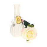 My Bud Vase "Rose" Bong in Pink and White Ceramic with Elegant Rose Detail - Front View