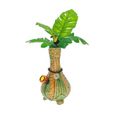 My Bud Vase "TocaCabana" Bong with tropical design and ceramic poker, front view on white background