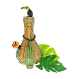 My Bud Vase "TocaCabana" Bong with tropical design and toucan detail, front view on white background
