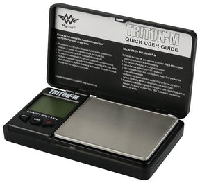 MyWeigh Triton M Pocket Scale with 0.01g Accuracy Open Front View on White Background