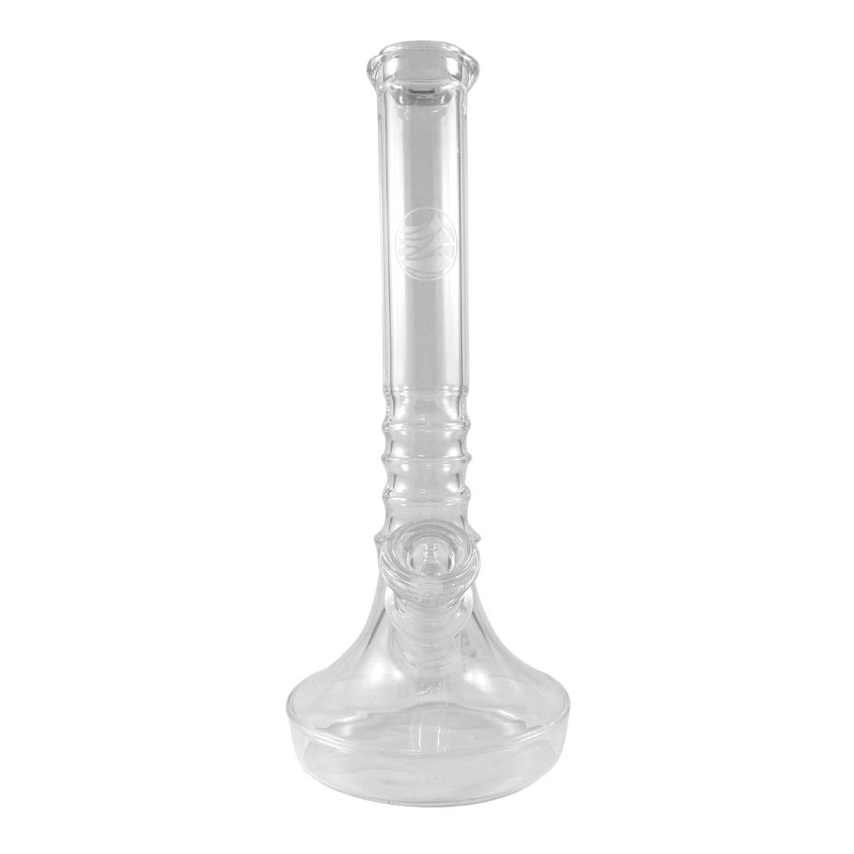 Nami Glass 12" Ripple Beaker Bong with clear glass design, front view on white background