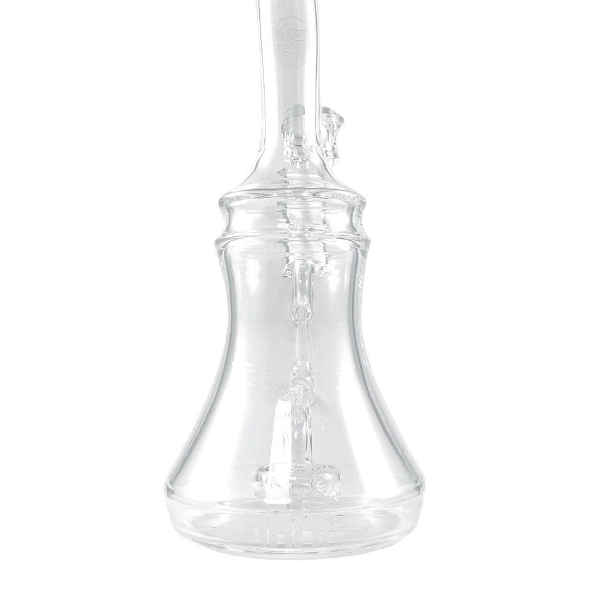 Nami Glass 9" Ripple Rig Close-Up, Clear Glass Dab Rig with Intricate Percolator