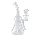Nami Glass 9" Ripple Rig with clear glass and side percolator, front view on white background