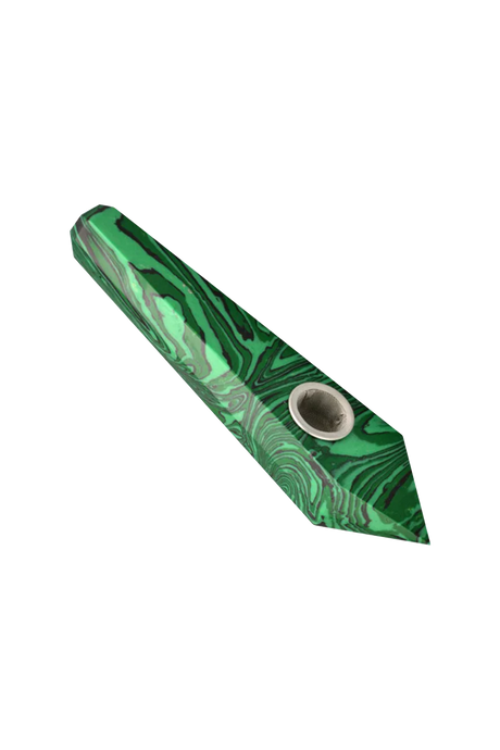 Natural Gemstone Mineral Hand Pipe - 4" Spoon Design, Green Malachite - Top View