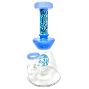 7" AFM WigWag Ball Dab Rig with Showerhead Perc, Bent Neck, and Blue Accents