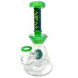 7" AFM WigWag Ball Glass Dab Rig with Showerhead Perc, Bent Neck, and Vibrant Green Accents