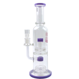 AFM Glass 12" Commander Double UFO Perc Dab Rig in Purple with Bent Neck and Showerhead Perc