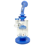 9" AFM Flex Double Color Arm Glass Dab Rig with Showerhead Perc and Bent Neck on White Background